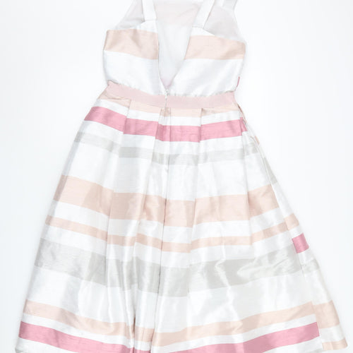 ASOS Women's Pink Striped A-Line Midi Dress
