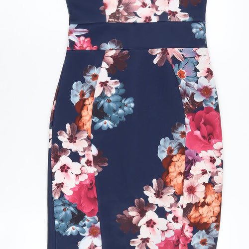 Quiz Women's Multicoloured Floral Bodycon Dress - Size 8