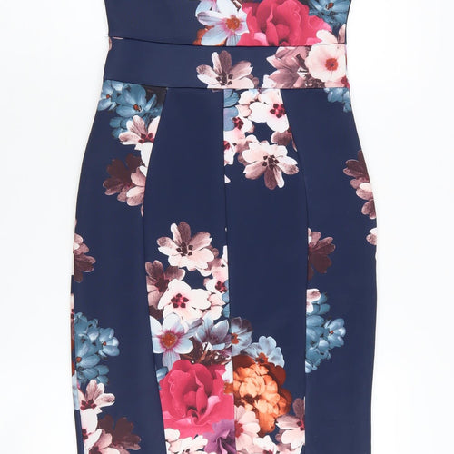 Quiz Women's Multicoloured Floral Bodycon Dress - Size 8