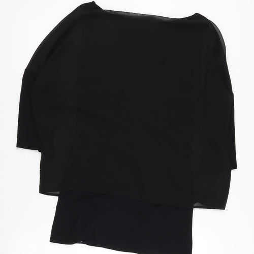 Wallis Women Black 3/4 Sleeve Top, Size S, Studded Detail
