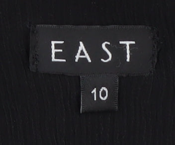 East Women's Black Silk Embroidered Top Size 10