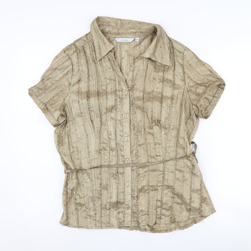 J.Taylor Women's Beige Button-Up Blouse Size 16