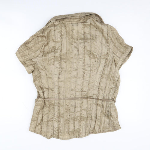 J.Taylor Women's Beige Button-Up Blouse Size 16