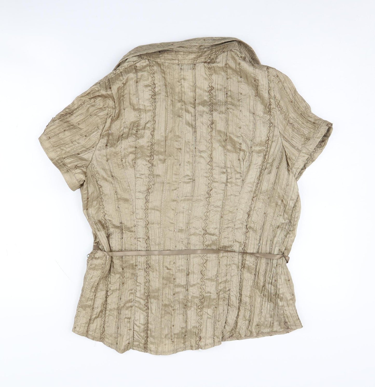 J.Taylor Women's Beige Button-Up Blouse Size 16