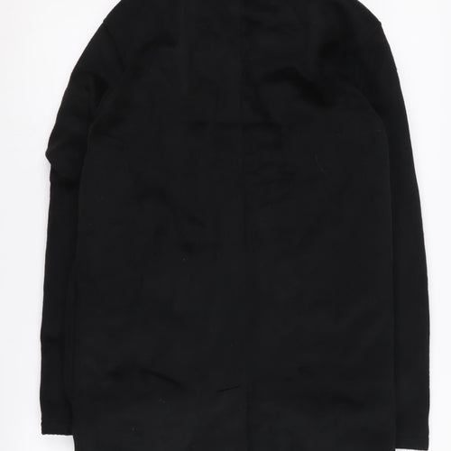boohooMAN Men's Black Long Coat XS Casual Zip