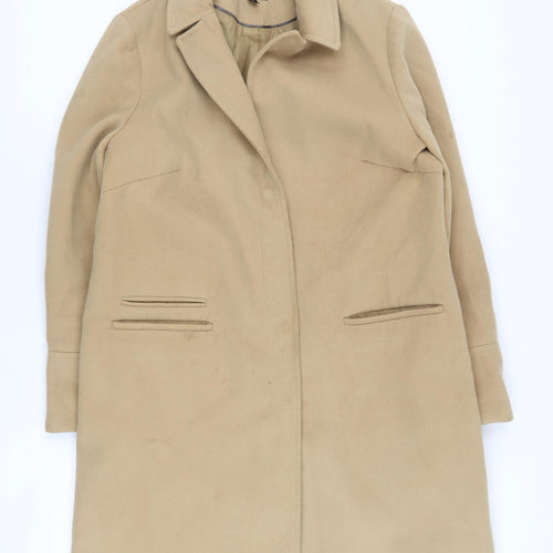 Topshop Women's Beige Mid-Length Overcoat, Size 10