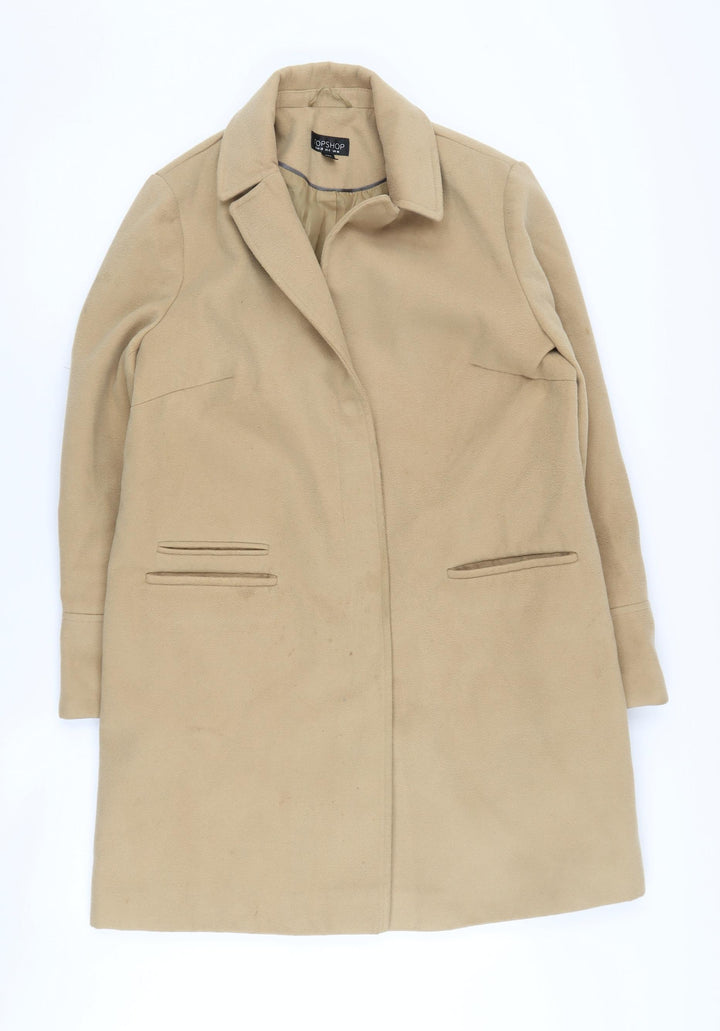 Topshop Women's Beige Mid-Length Overcoat, Size 10