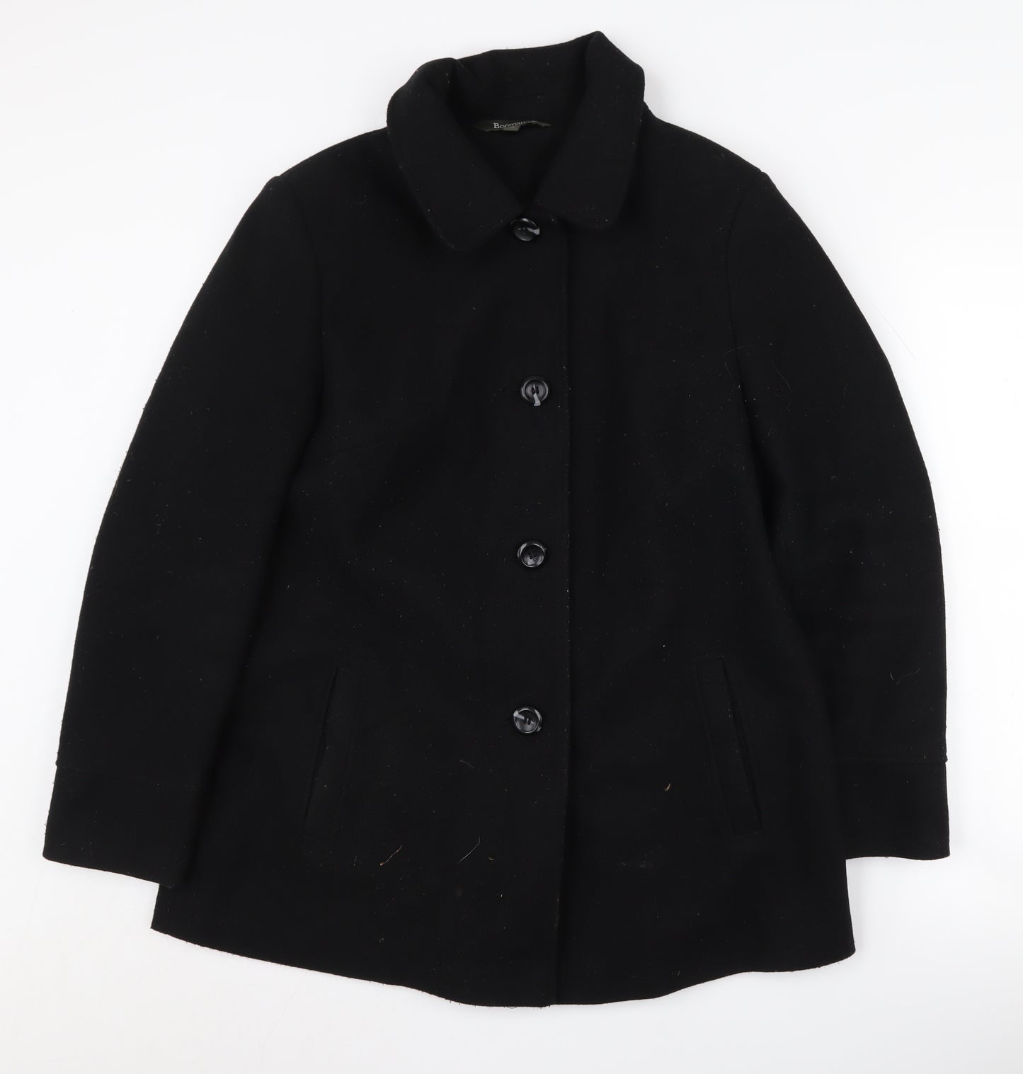 Bonmarché Women's Black Mid-Length Overcoat Size 14