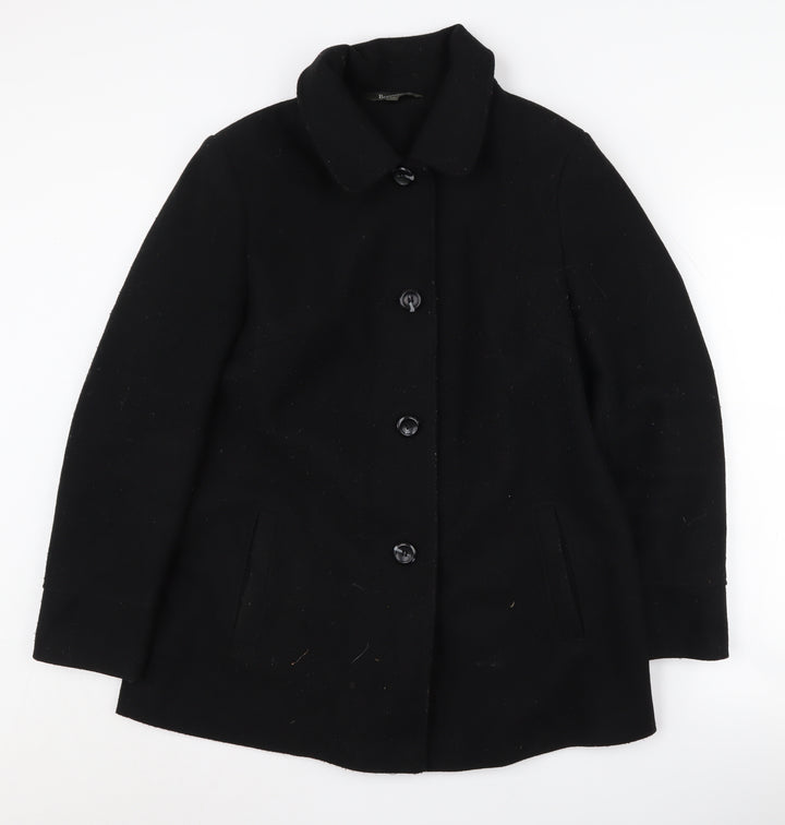Bonmarché Women's Black Mid-Length Overcoat Size 14