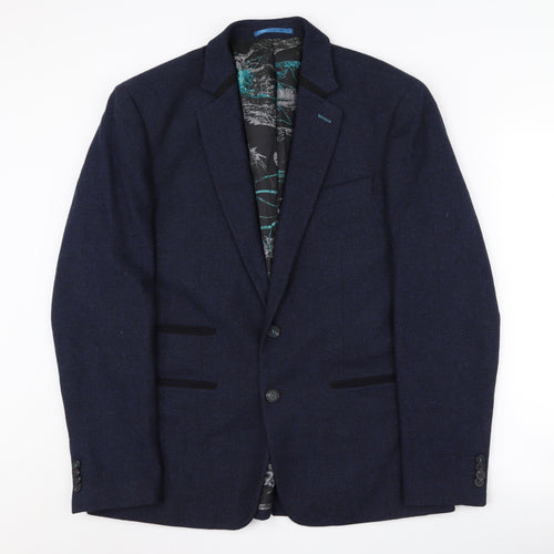 Mishmash Men's Blue Blazer, Size 42, Stylish Jacket