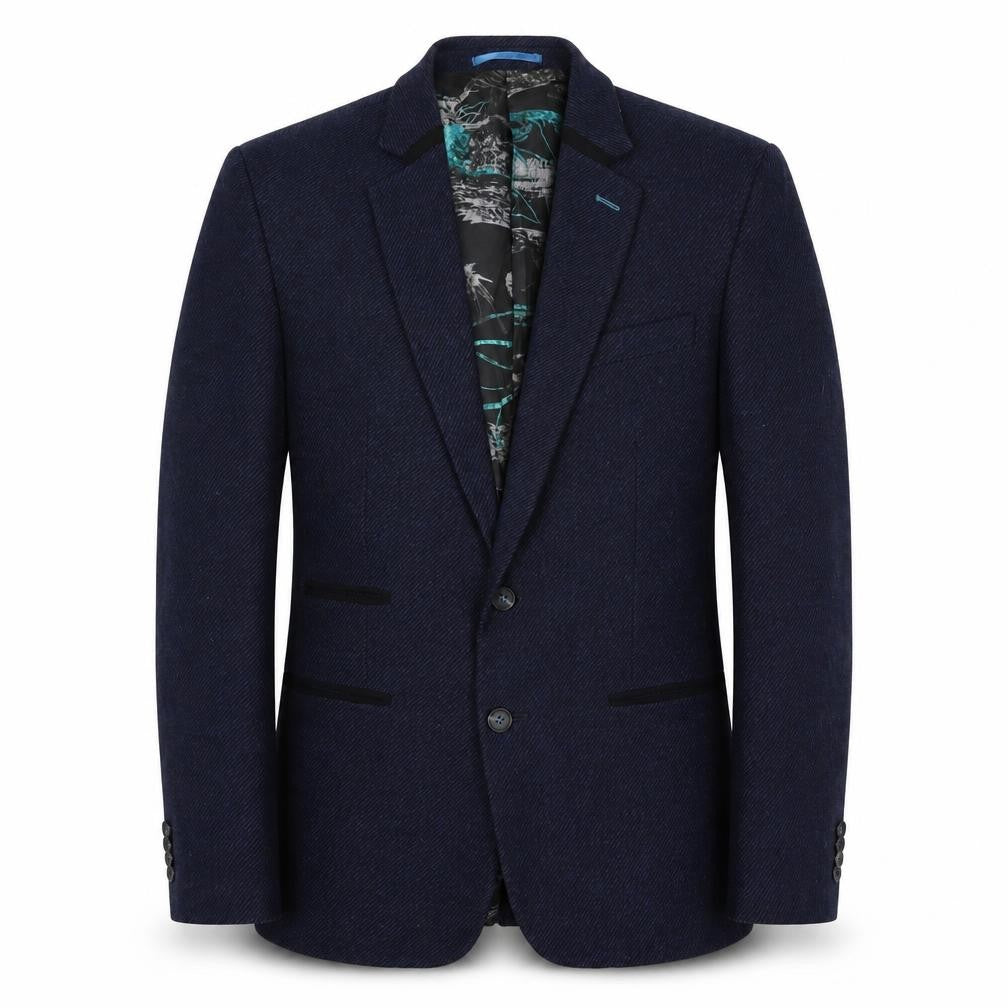 Front view of Mishmash Men's Blue Blazer, size 42, Stylish Jacket
