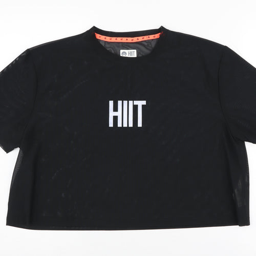 HIIT Women's Black Cropped T-Shirt, L, Gym