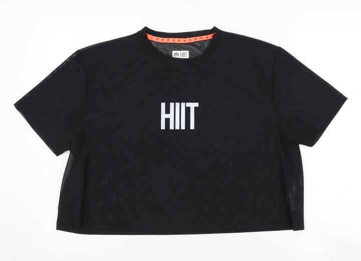 HIIT Women's Black Cropped T-Shirt, L, Gym