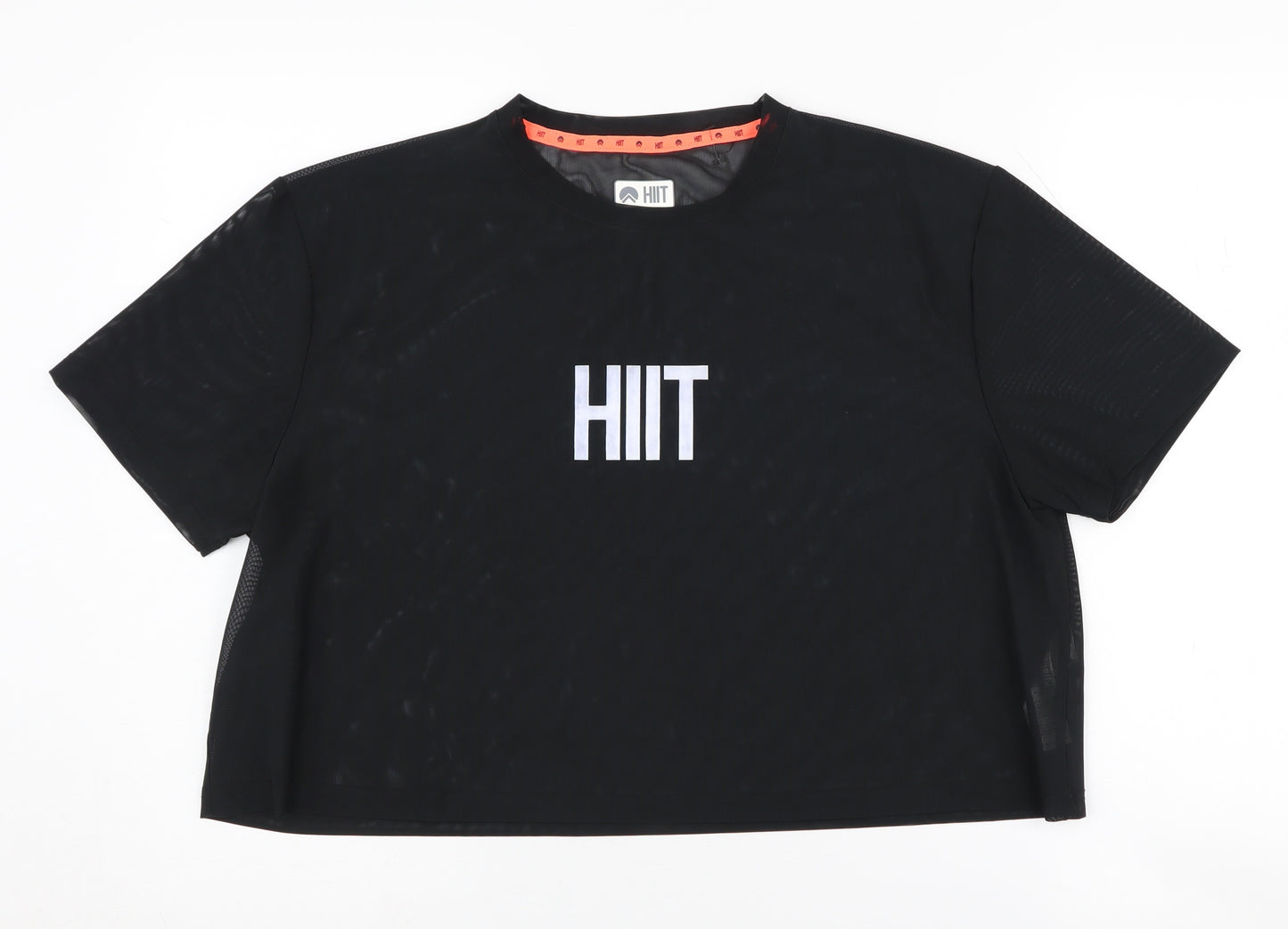HIIT Women's Black Cropped T-Shirt, L, Gym