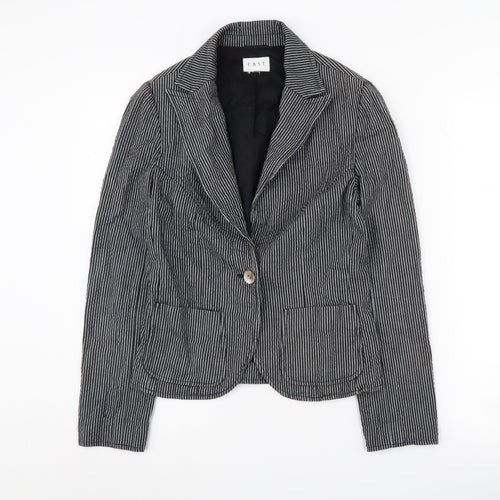 East Women's Black Pinstripe Blazer Size 8
