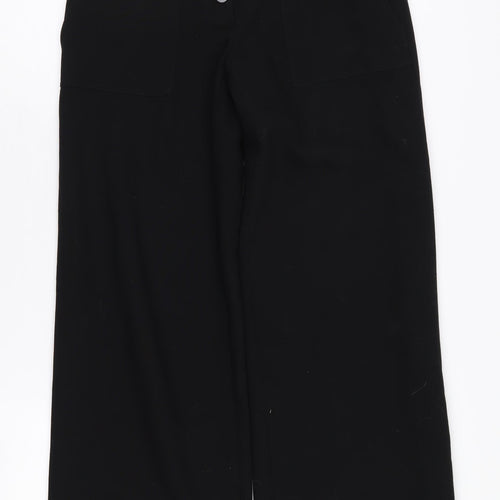 Jaeger Women's Black Wool Trousers, Size 8, Button Closure