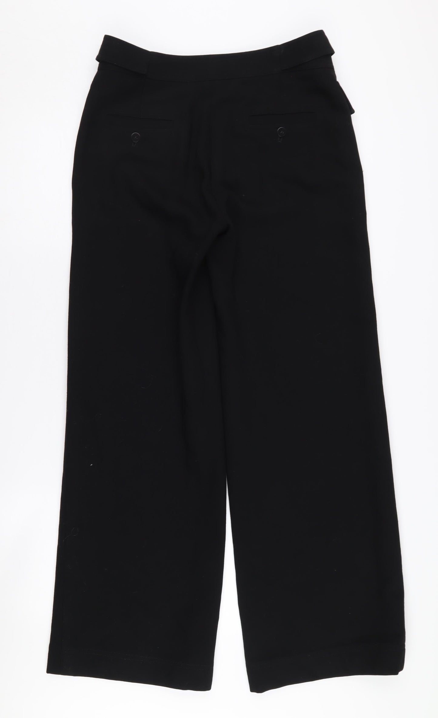Jaeger Women's Black Wool Trousers, Size 8, Button Closure