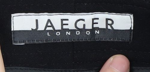 Jaeger Women's Black Wool Trousers, Size 8, Button Closure