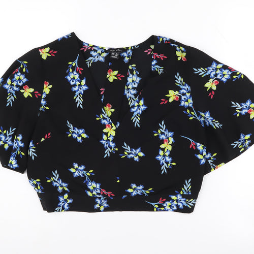 New Look Women's Black Floral Blouse, Size 10