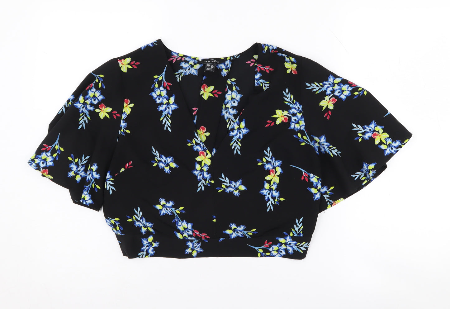 New Look Women's Black Floral Blouse, Size 10