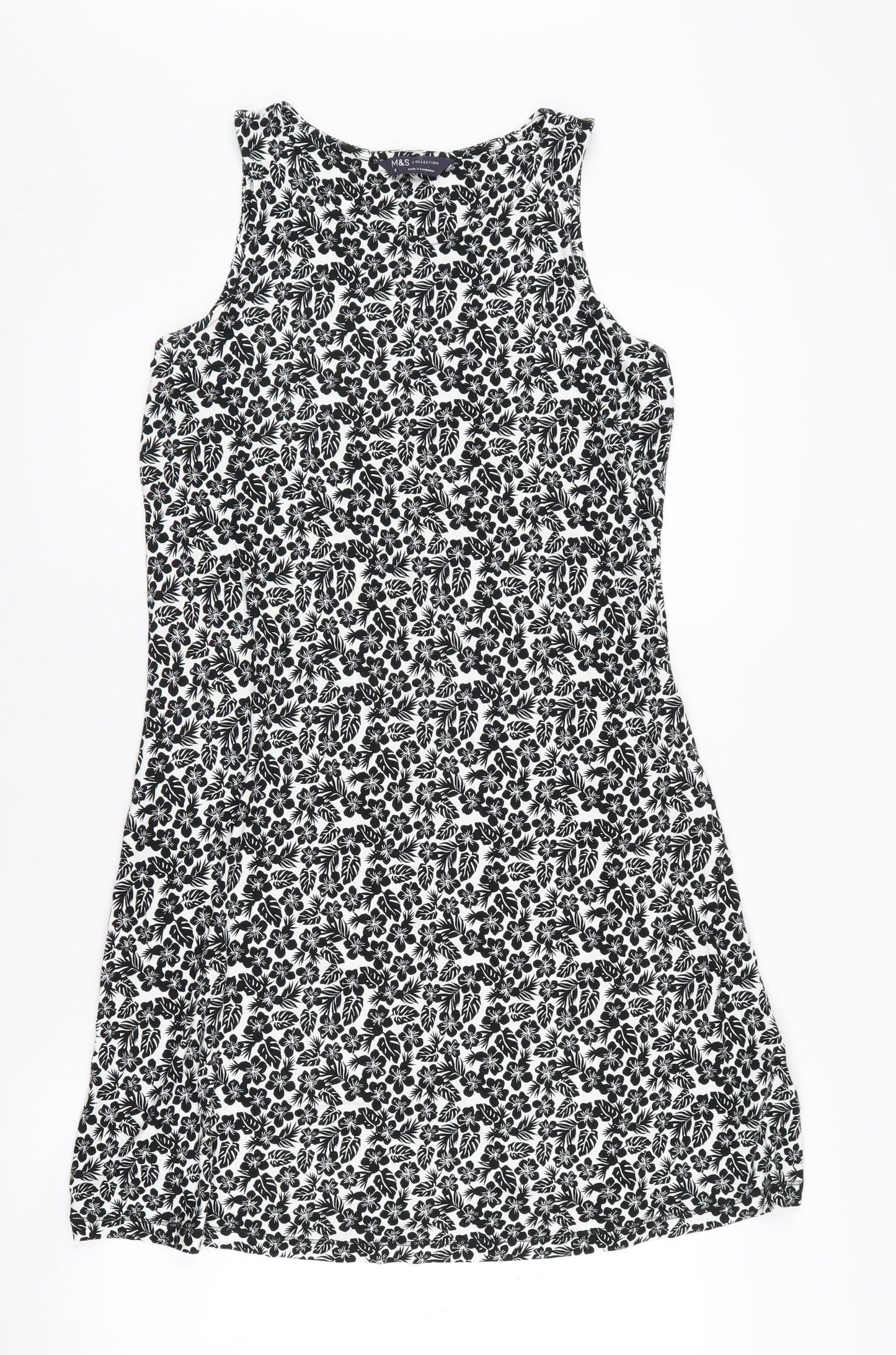 Marks and Spencer Women's Black Floral Dress Size 8