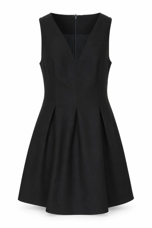 Front view of Boden Women's Black V-Neck Sleeveless Dress, size 10