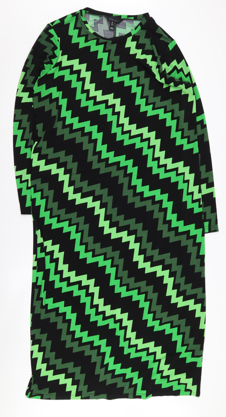 New Look Women's Multicoloured Chevron Dress, Size L