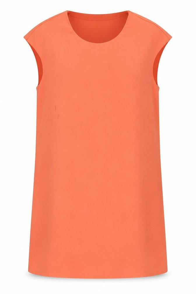 Front view of Mango Women's Orange Shift Dress UK, size 12