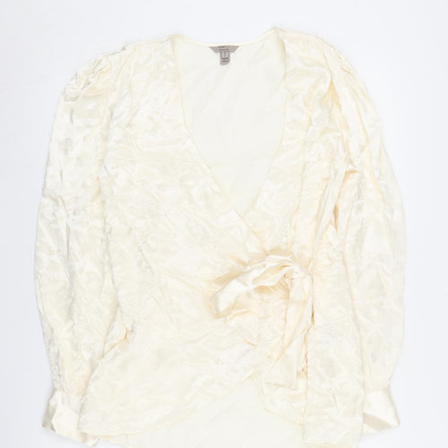 River Island Women's Ivory Wrap Blouse Size 10