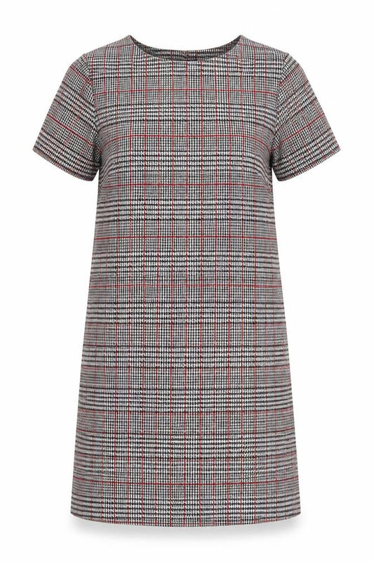 Front view of Et Vous Women's Multicoloured Check Shift Dress, size 12