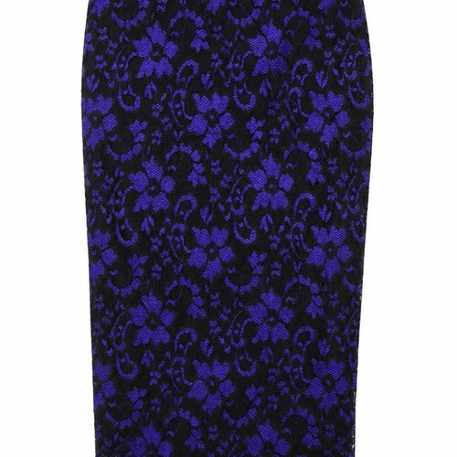 Miss Selfridge Women's Lace Skirt, Black & Purple, Size 10