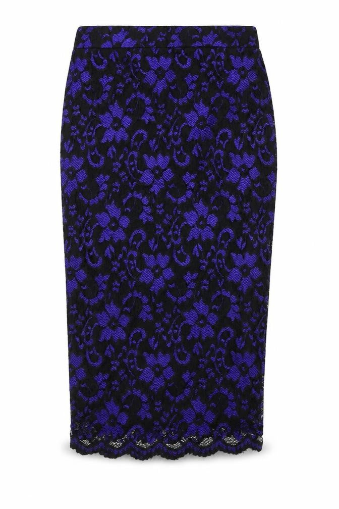 Miss Selfridge Women's Lace Skirt, Black & Purple, Size 10