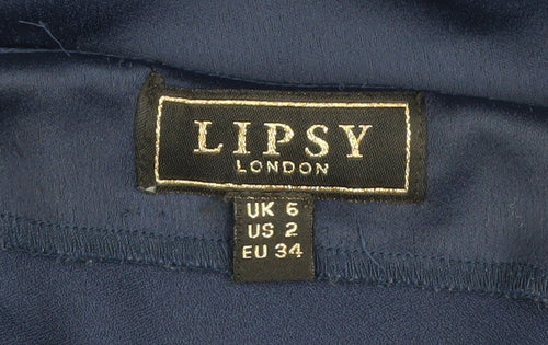 Lipsy Women's Blue Slip Dress Size 6 V-Neck Party