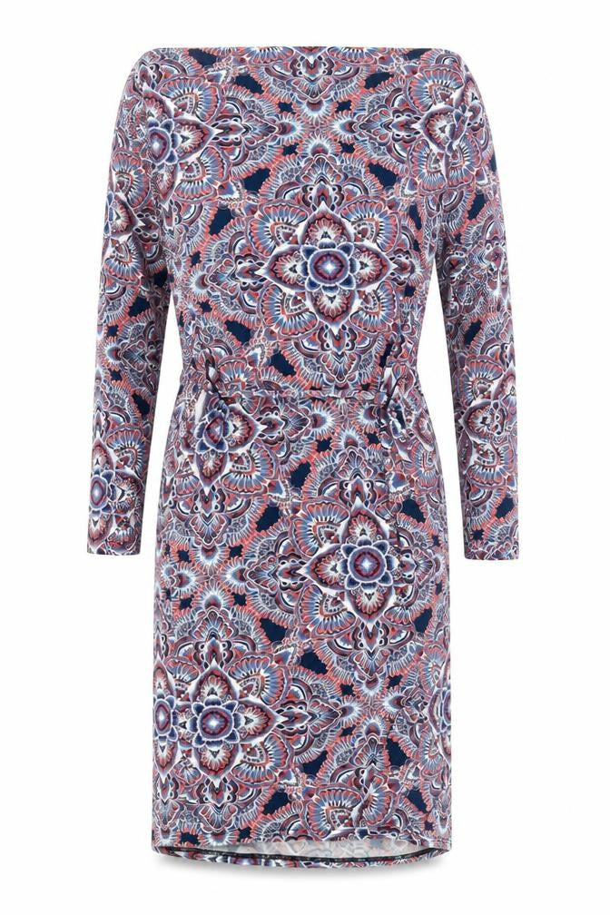 Front view of Monsoon Women's Multicoloured Geometric Dress, size 12