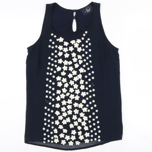 Next Women's Blue Floral Embroidered Tank Top Size 8