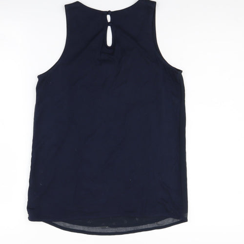 Next Women's Blue Floral Embroidered Tank Top Size 8