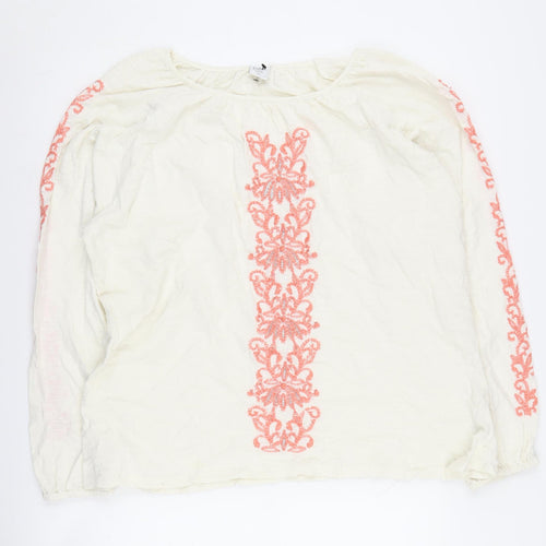 Cotton Traders Women's Ivory Embroidered Blouse Size 22
