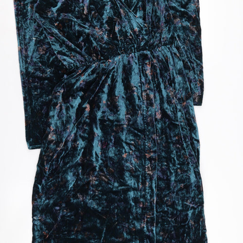 Zara Women’s Green Velvet Dress M Long Sleeve