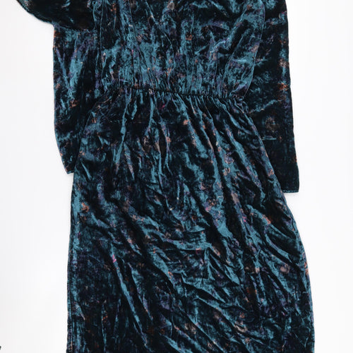 Zara Women’s Green Velvet Dress M Long Sleeve