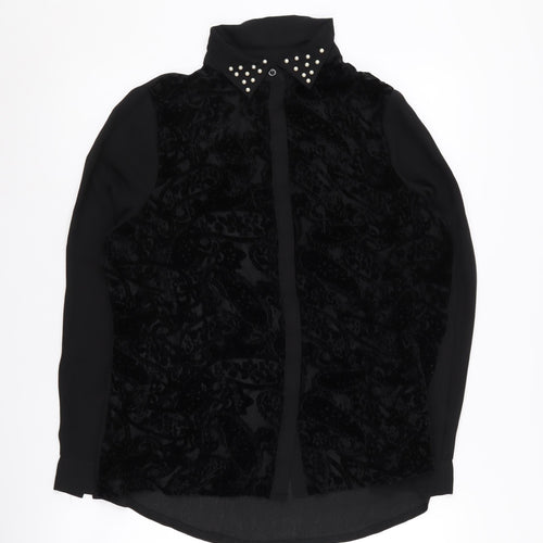 Boohoo Boutique Women’s Black Studded Collar Shirt
