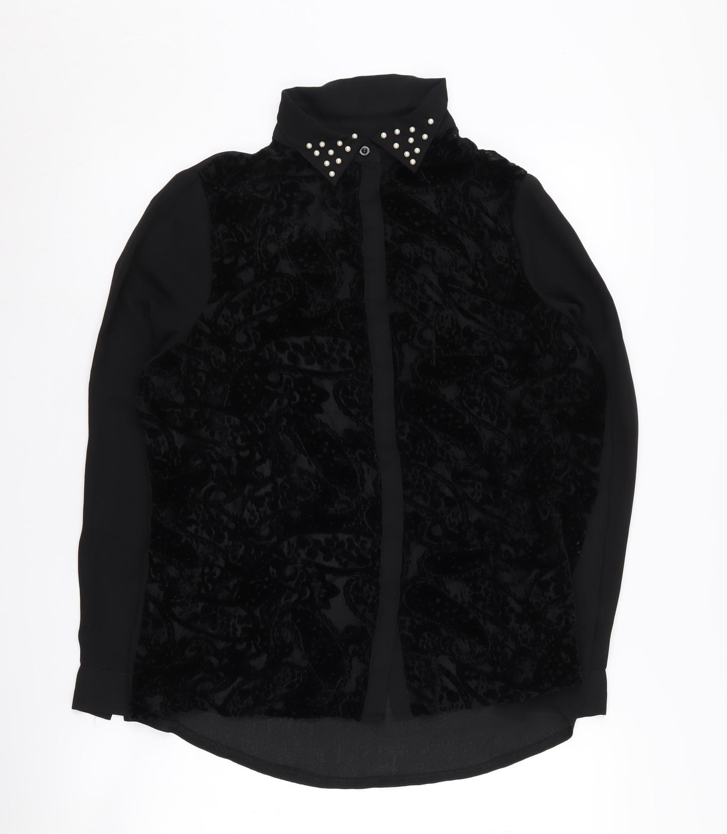 Boohoo Boutique Women’s Black Studded Collar Shirt