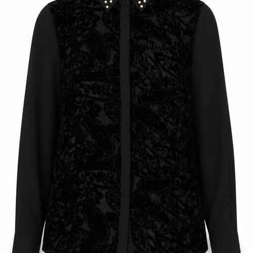 Boohoo Boutique Women’s Black Studded Collar Shirt