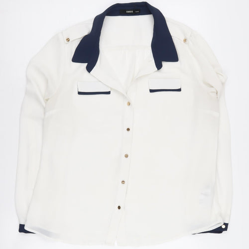 Oasis Women's White Button-Up Shirt Size 14