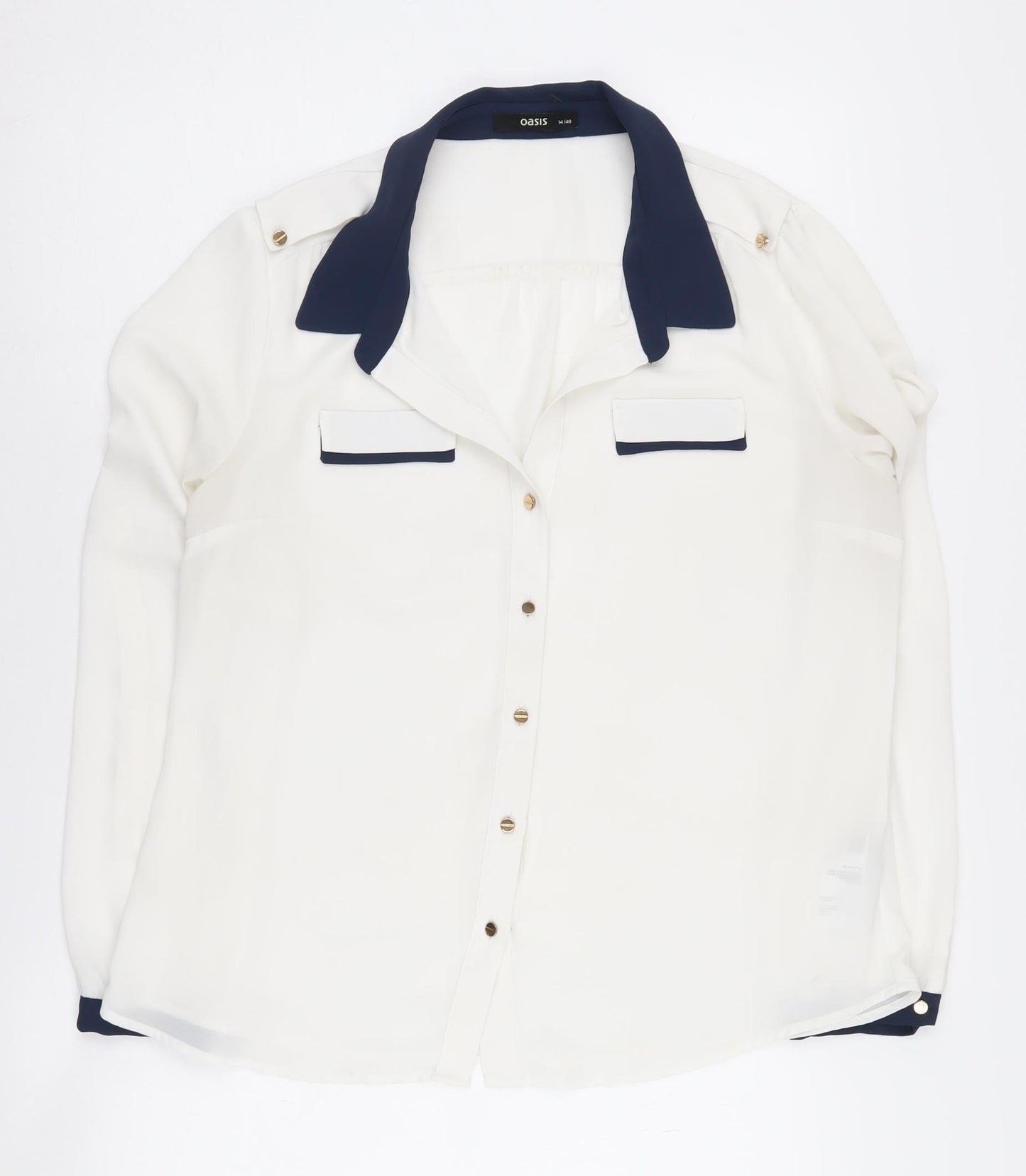 Oasis Women's White Button-Up Shirt Size 14