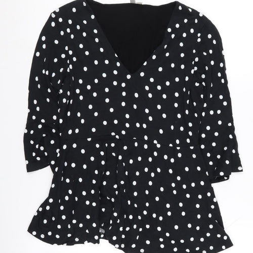 ASOS Women's Black Polka Dot V-Neck Top UK 8