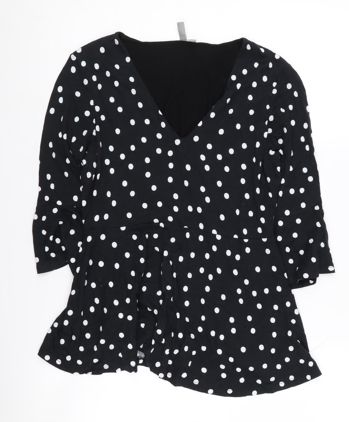 ASOS Women's Black Polka Dot V-Neck Top UK 8