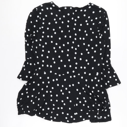 ASOS Women's Black Polka Dot V-Neck Top UK 8