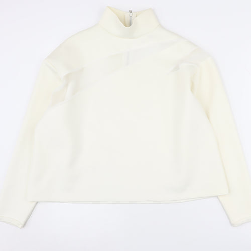 Zara Women's Ivory Mock Neck Sweatshirt Size 8