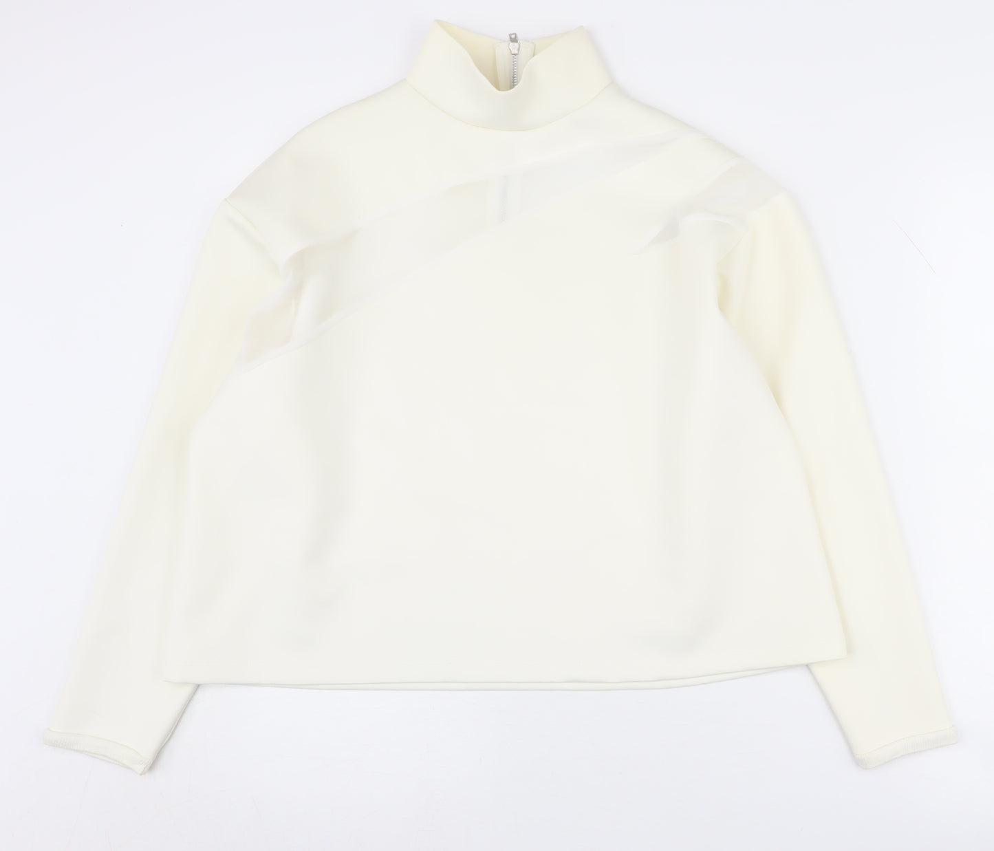 Zara Women's Ivory Mock Neck Sweatshirt Size 8