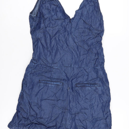 Zara Women's Blue V-Neck Denim Playsuit - XS